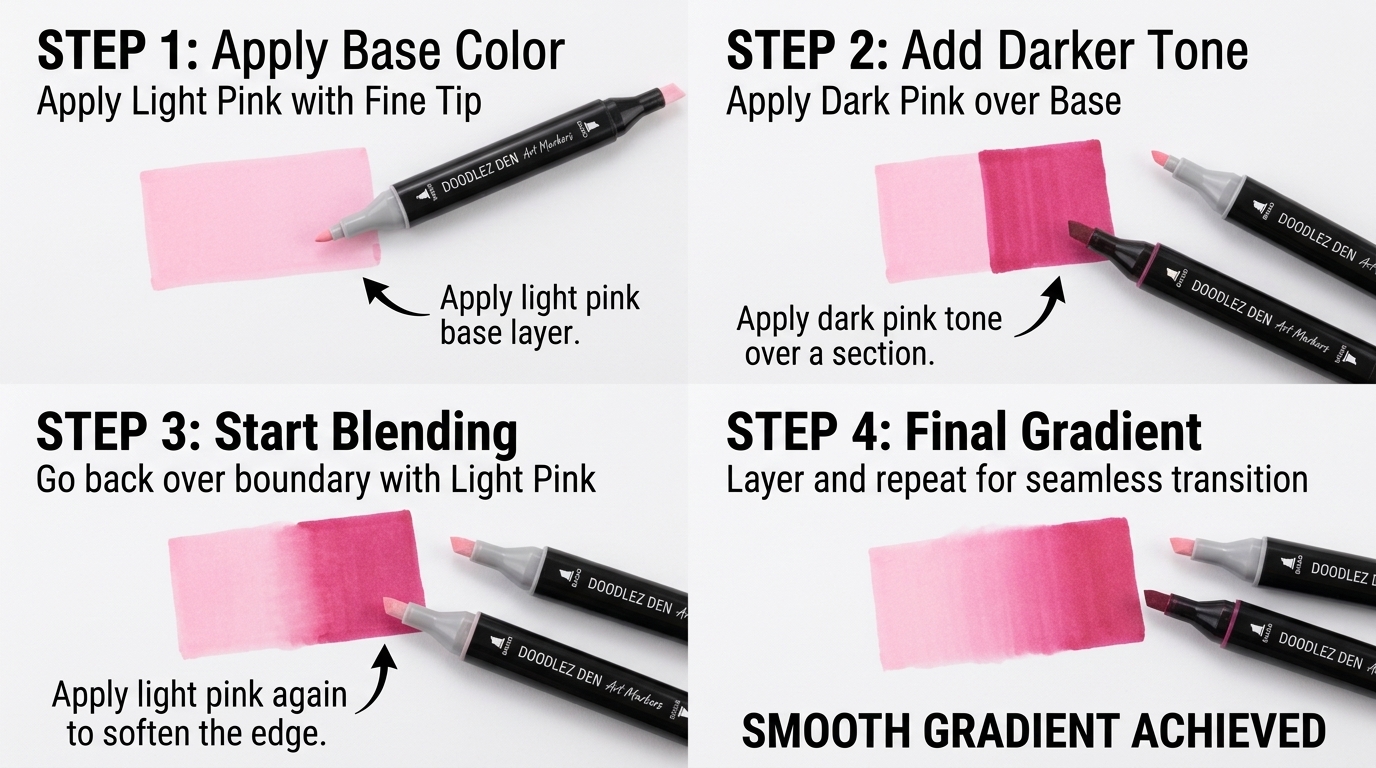 Light to dark alcohol marker blending